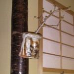 志野の旅枕に蝋梅