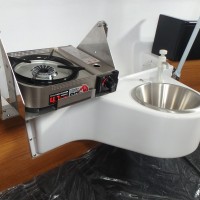 ジンバル付きストーブとシンク